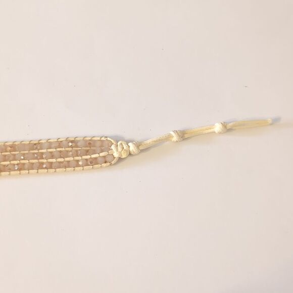 810 Crystal Champagne Beaded Petal Leather Wrap Bracelet - Picture 5 of 5